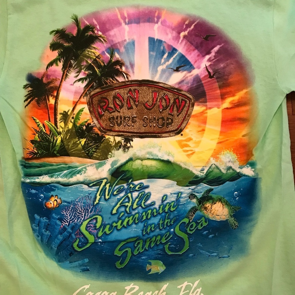 RON JON SURF SHOP SOUVENIR COCOA BEACH FLORIDA MINT GREEN SMALL PREOWNED - Picture 4 of 5